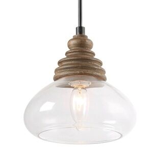 LNC Pendant Lamp Mini LED Industrial Transparent Glass Base E12 Dimmable